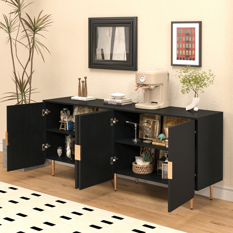 Commode, buffet, service de buffet, Noir antique