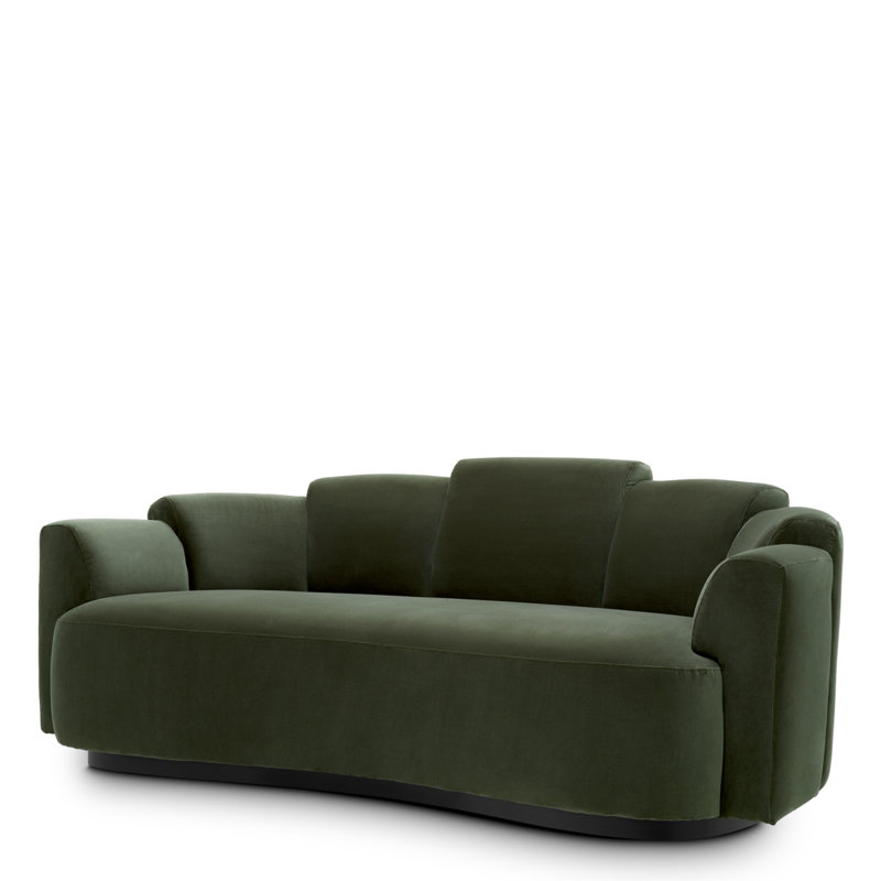 Sofa Marbella Torrin Green Velvet, 28.74" H x 76.38" W x 39.76" D
