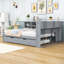 Lit de jour en bois avec lit gigogne simple, tablettes et station de charge-670443140-670443142