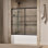 Elate Sliding Bath Door, 56-3/4-In H X 56-1/4 - 59-5/8-In W With Heavy 5/16-In Thick Frosted Glass With Rectangular Grille Pattern