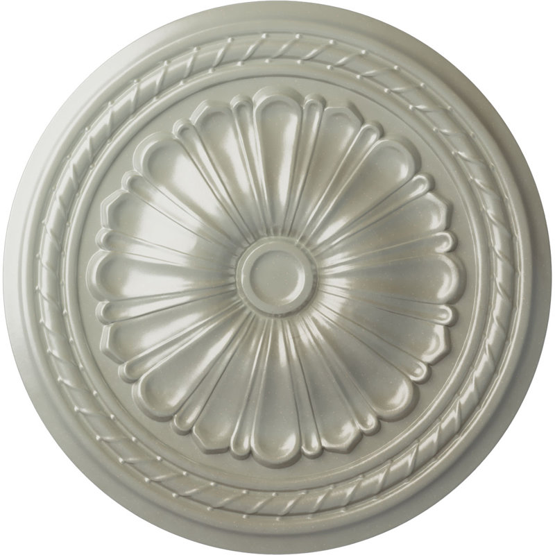 Endurathane Foster Ceiling Medallion, 19 1/8"OD x 1"P (Fits Canopies up to 5 5/8"), Hand-Painted Warm Silver Finish