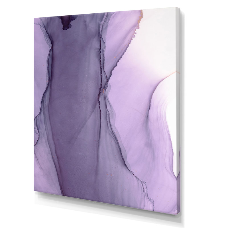 Marbre mauve de luxe liquide Art II - art mural moderne sur toile, H 32 po x l 16 po x P 1 po, Toile tendue