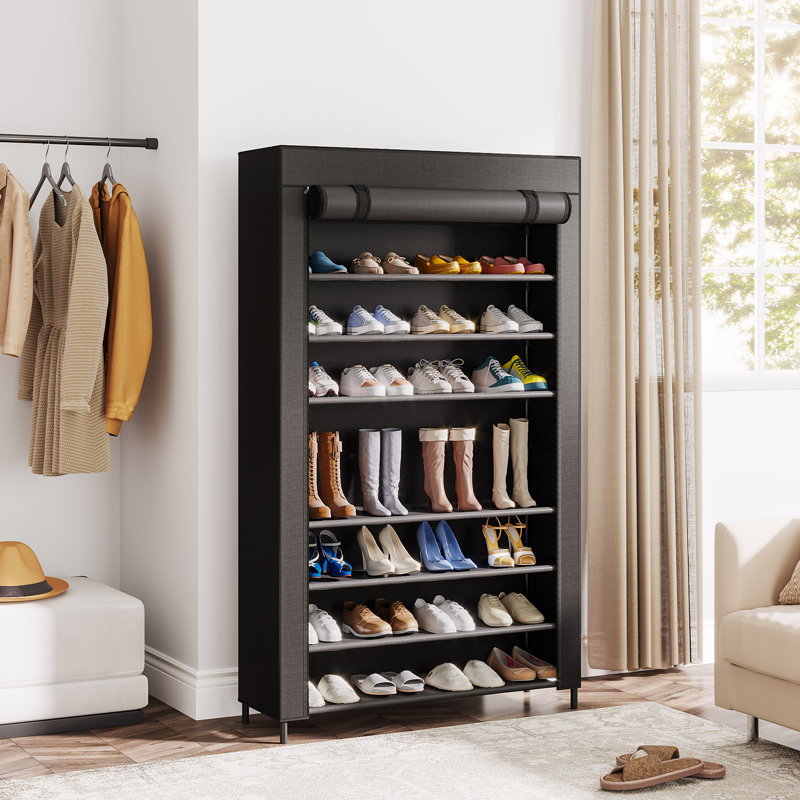32 Pair Stackable Shoe Rack, Black