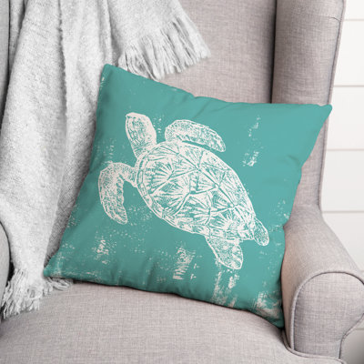  Stamp Turtle Square Pillow Cover & Insert