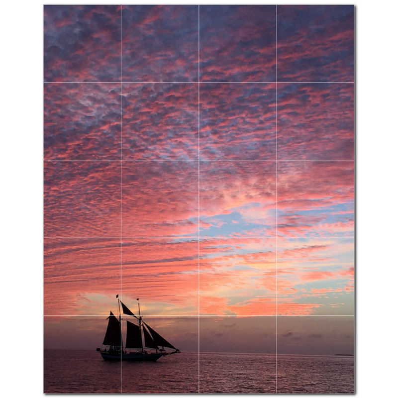 Murale en céramique satinée Boat Photo 12 po x 12 po
