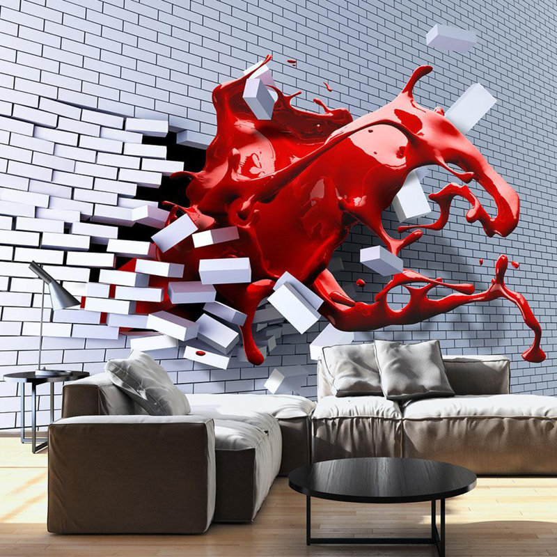 Papier peint Bulwell illusion 3D - Inspiration écarlate, L 110 po x L 157 po