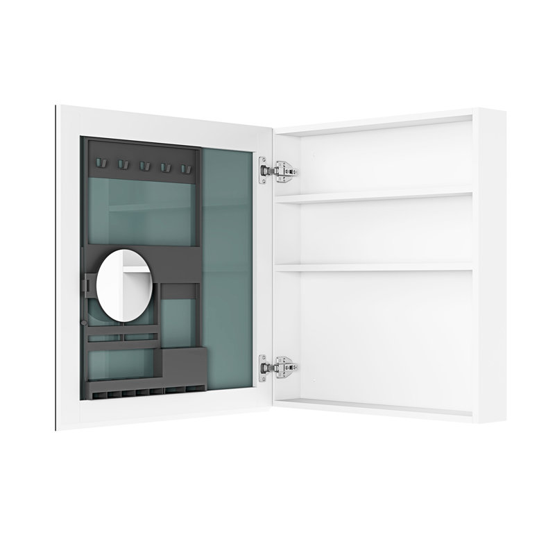 Pharmacie pour salle de bain 24 po x 26 po à miroir biseauté - Porte à ouverture à gauche, rangement spacieux, miroir, bois, charnières silencieuses, ouverture de porte d'armoire 24 po x 26 po, espace de rangement généreux, bois d'ingénierie