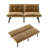63"W Velvet Upholstered Reclining Futon Sofa Bed with Adjustable Split Backrests-206205571