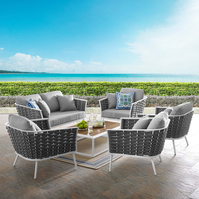 Ensemble de canapé modulaire d'extérieur en aluminium 6 pièces Modway Stance, Gris