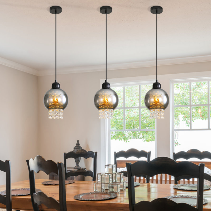 1-Light Matte Black Kitchen Island Pendant