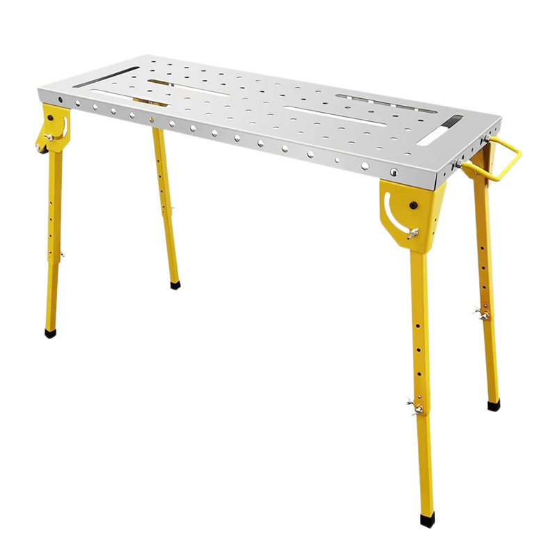 Foldable Welding Table Capacity Welding Workbench, Carbon Steel Work Bench with 3 Tilt Angles,Retractable Guide Rails for Welding Assembly Repair