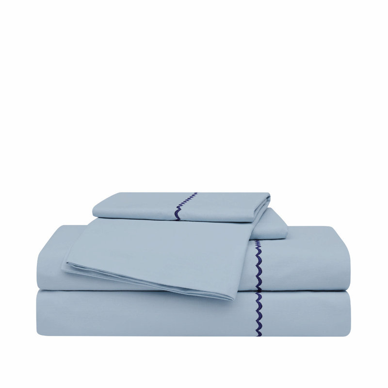 Ensemble de draps Ocean Percale, Ensemble de draps pour grand lit avec un drap-hous, Bleu clair