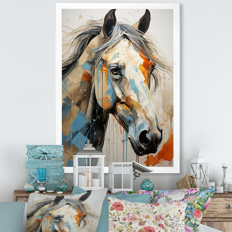 Portrait de cheval grâce II, Cadre photo blanc, H 20 po x l 12 po x P 1 po