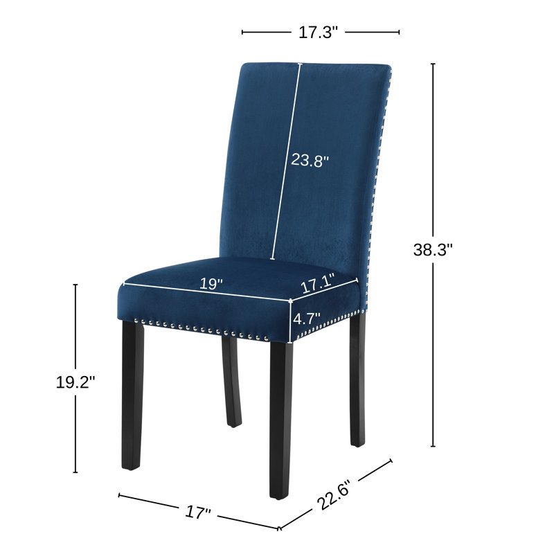 Barone 19.2'' H Velvet Upholstered Parsons Chair, Blue
