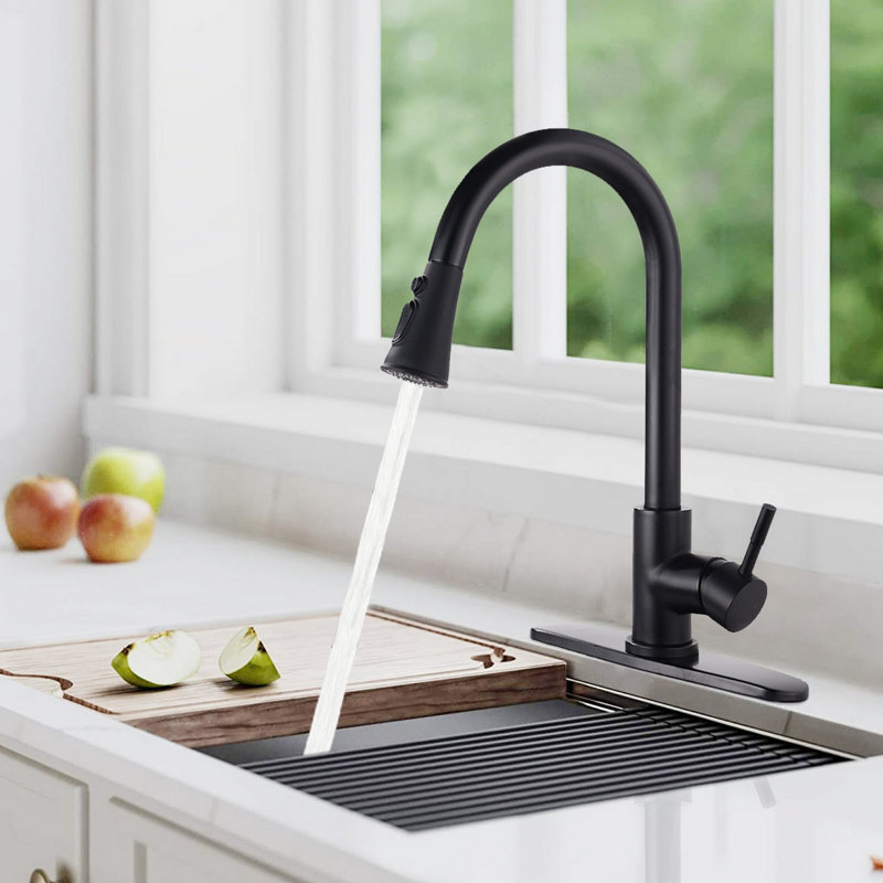 Pull Down Kitchen Faucet With Sprayer Stainless Steel, Matte Black