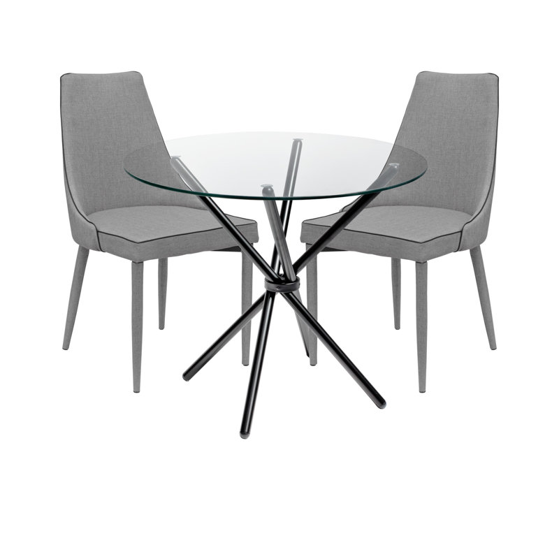 Ayarie 4 - Person Dining Set, Grey, Black