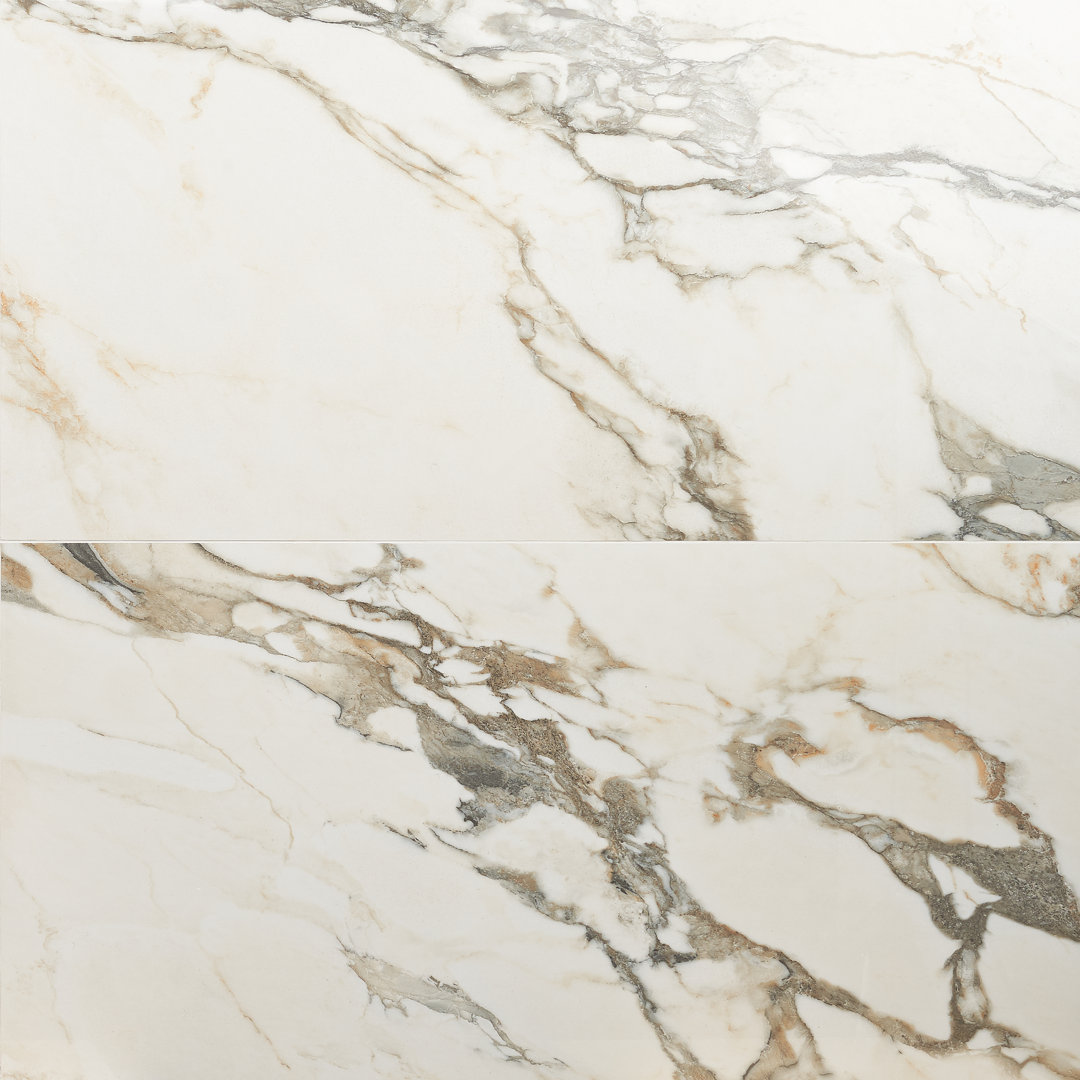 24" x 47" Polished Marble Look Porcelain Floor and Wall Tile (15.5 Sq. Ft. / Case) Bond Tile 