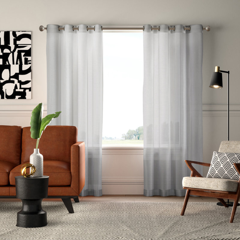 Carmille Semi-Sheer Grommet Curtain Panels, Silver Gray, 37" W x 84" L