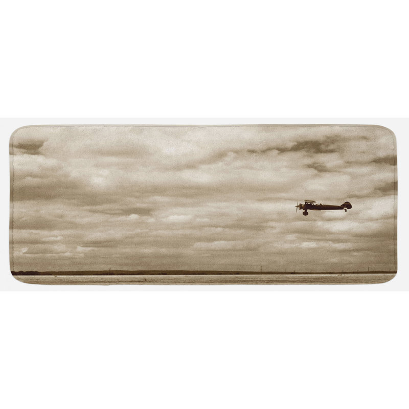 Tapis de cuisine à imprimé en sépia à motif flyby