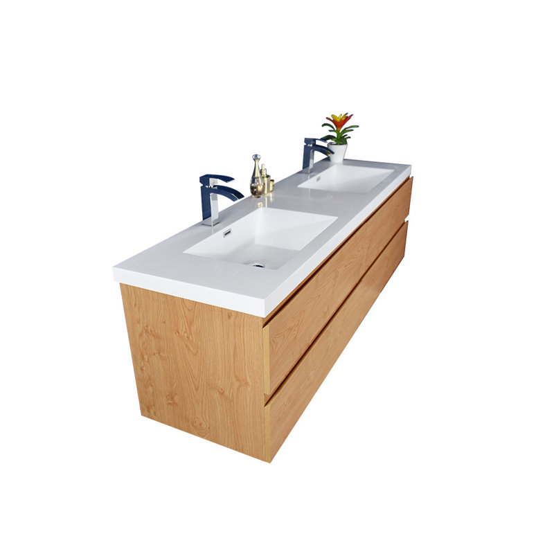 Drason Double Bathroom Vanity with Acrylic Top, English Oak