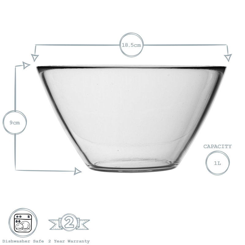 Basic Glass Kitchen Mixing Bowl, 18.5cm