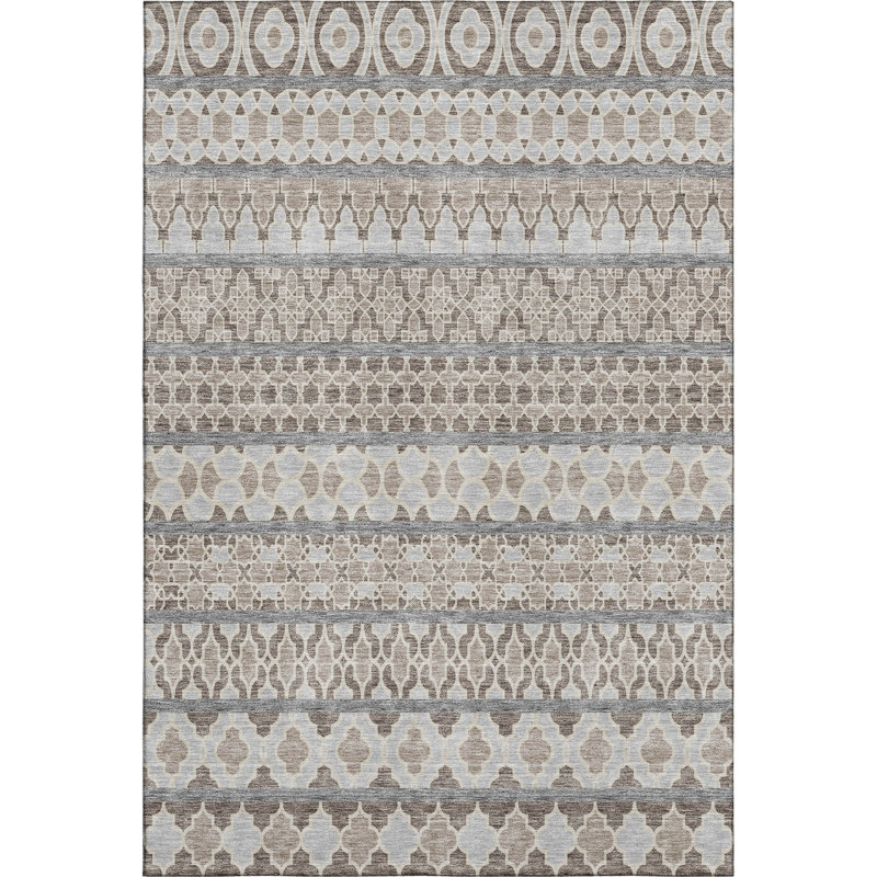 Premium Machine Washable Prisco Taupe Rug, Rectangle 8' x 10'