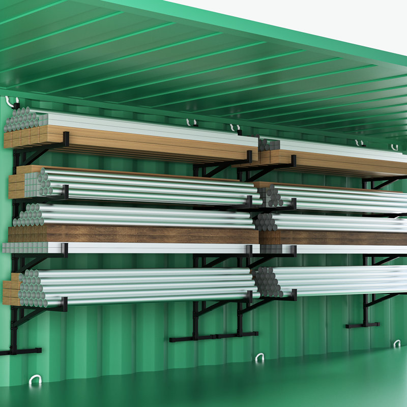 Supports de rayonnage pour contenants d'expédition robustes, supports de rangement réglables à 3 niveaux pour remorques et contenants - paquet de 4