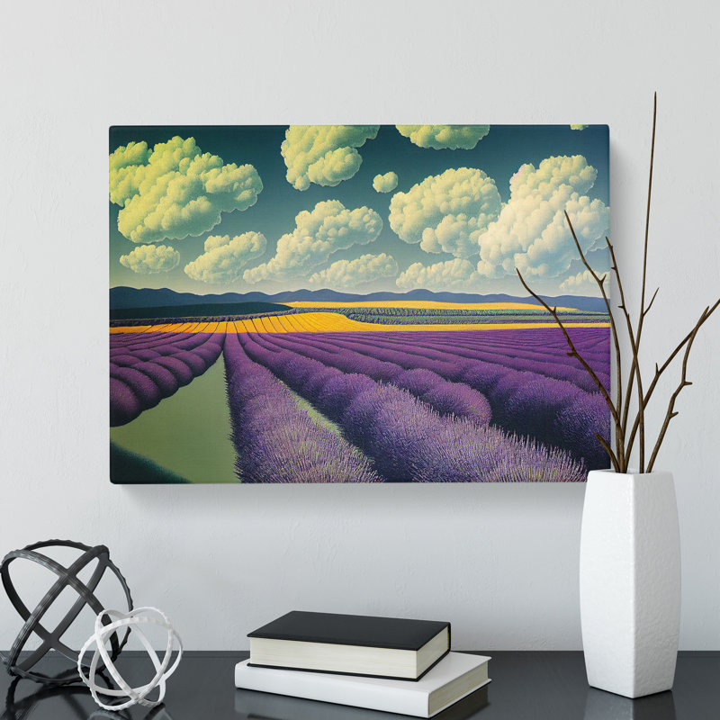Luscious Lavender Flower Field - Wrapped Canvas Print, 40cm H x 60cm W x 3cm D