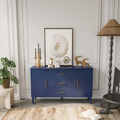 Armoire élégante à 2 portes et 3 portes dans une teinte bleu marine. Pour la chambre à coucher, le salon, le bureau. Avec placage en bois massif. Bureau courbé pour l'espace de travail. Poignées de qualité. Vaste tablette de rangement réglable. Assemblage facile
