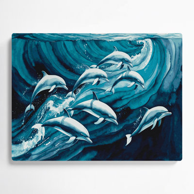 Art mural en métal "Dauphins nautiques"