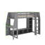 Lit mezzanine simple avec bureau et support à vêtements suspendu-385238894