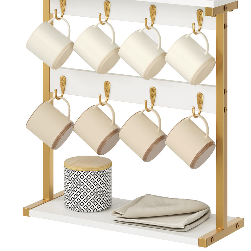Porte-tasses à café Jessical, Blanc / Doré