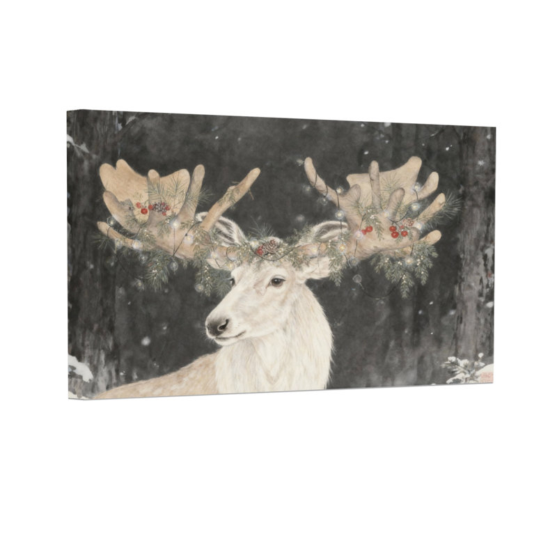 Cerf de Noël avec décorations de Noël sur bois, H 12 po x l 18 po