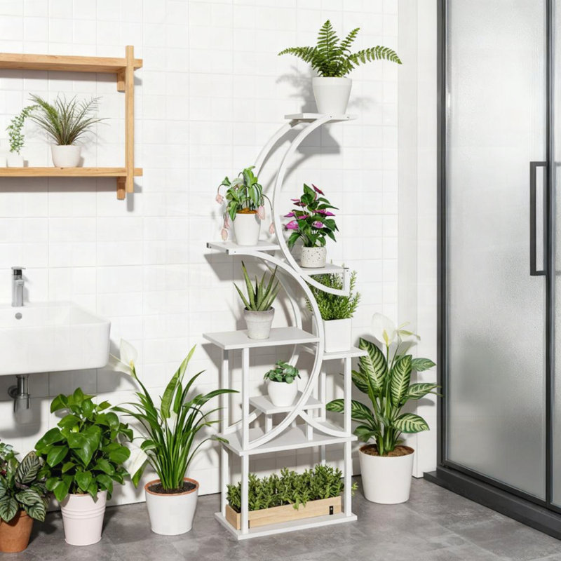 Support pour plante en forme de S, Blanc