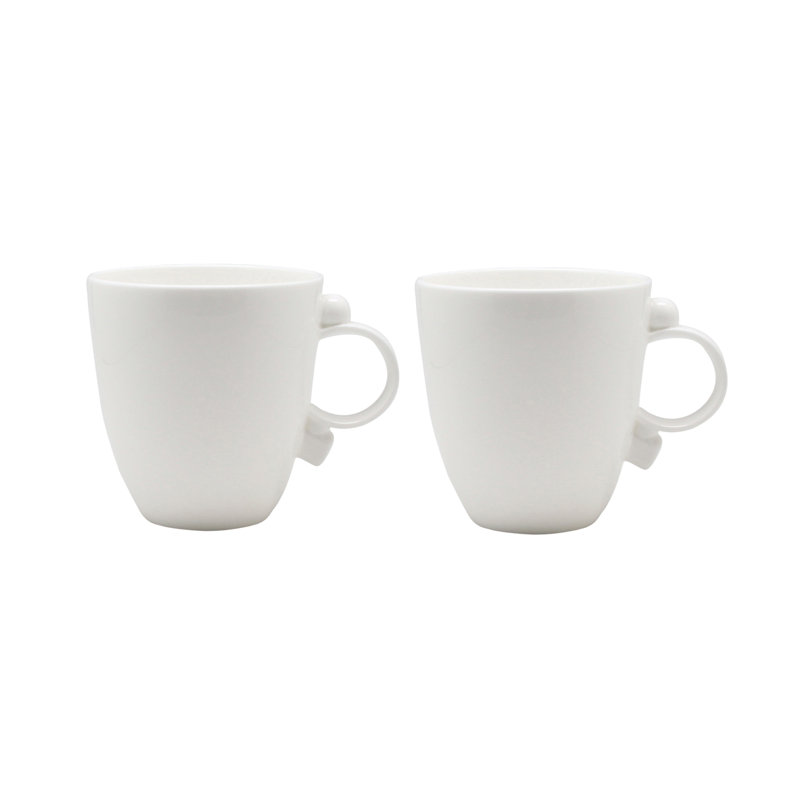 Grande tasse à café en porcelaine blanche Geometrica, ensemble de 2