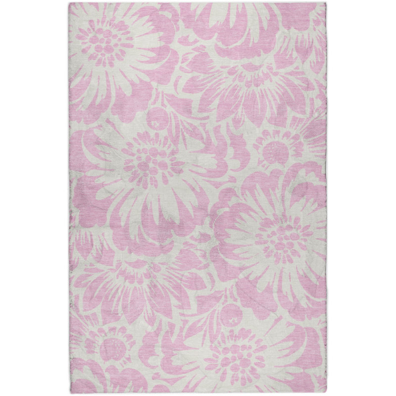 Premium Machine Washable Dream Shag ADS551 Floral Rug, Pink, 9' x 12'
