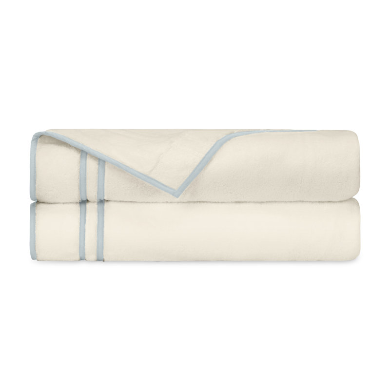 Ribbons Bath Towel Set, Ivory/Sion Blue