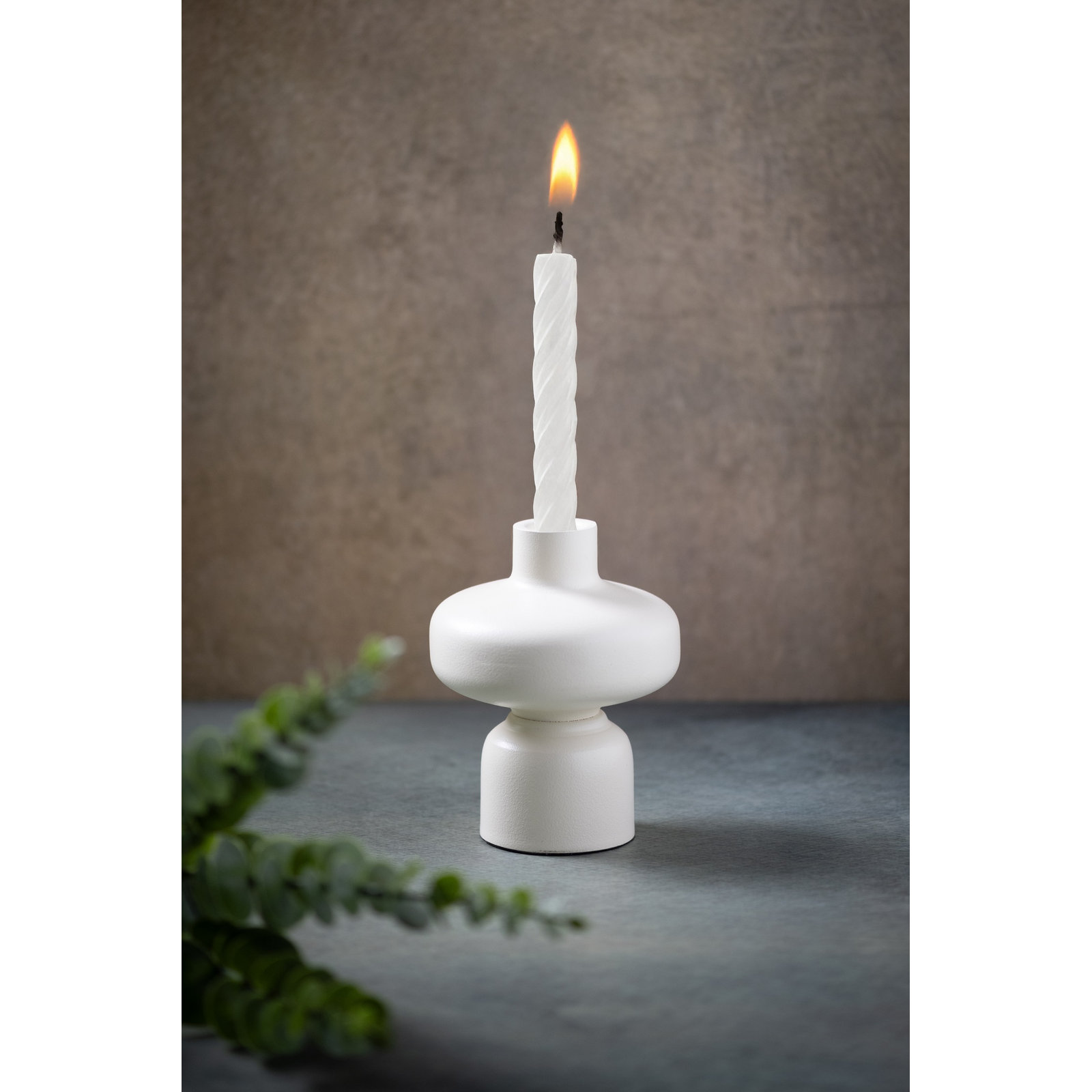 Iron Candle Holder Small White
