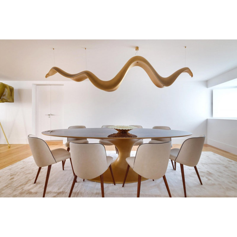 4 - Light Novelty LED Chandelier with Glass Accents, 90" W x 15" D, Polished Nickel