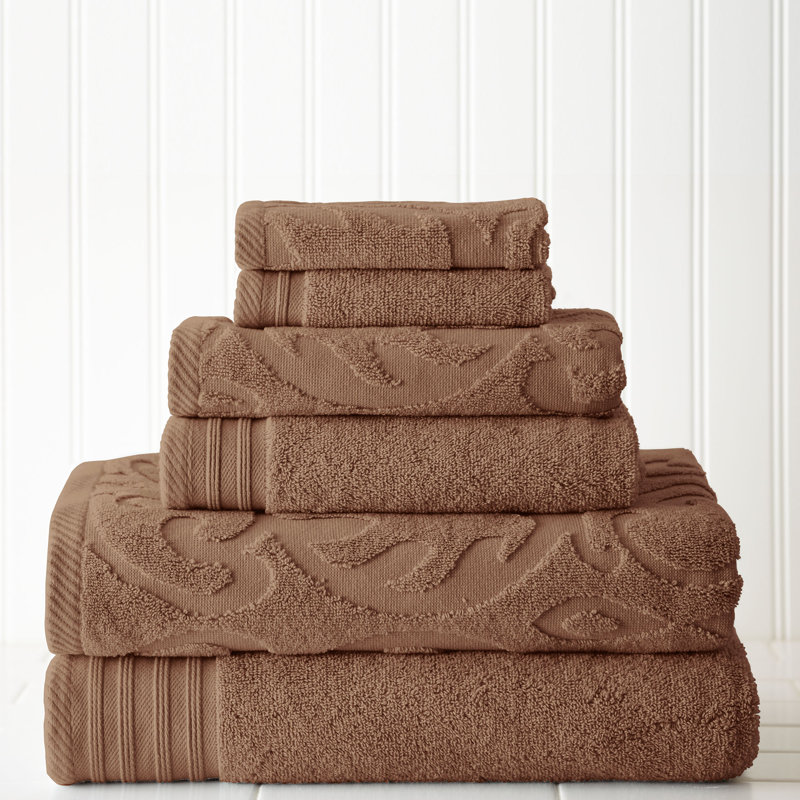 Modern Threads Jacquard 6-Piece, 2 Bath Towels, 2 Hand Towels, 2 Washcloths, Solid Ultra Soft 550GSM 100% Combed Cotton Towel Set