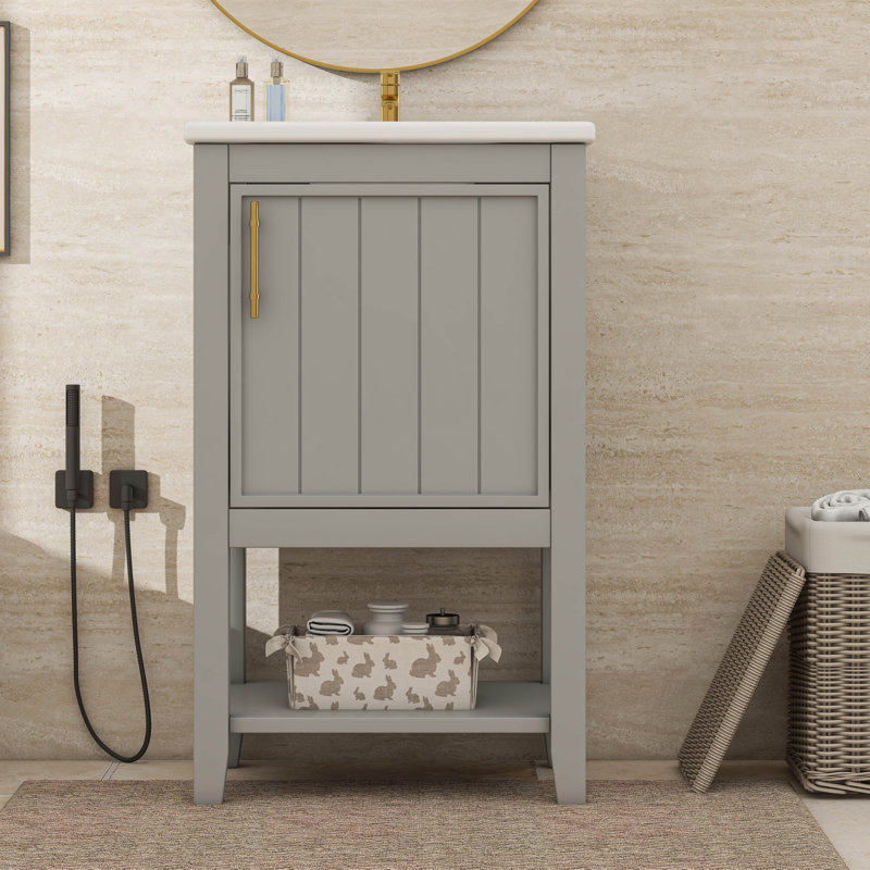 Maximiser l'espace de rangement avec meuble-lavabo de 20 po avec lavabo et tablette ouverte, Gris