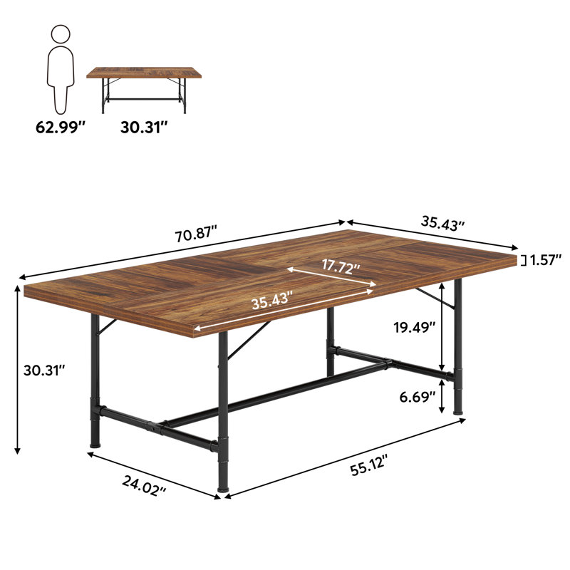 180cm Rectangle Conference Table, Rustic Brown