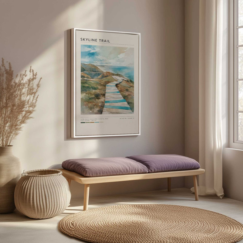 Impression sur toile, "Skyline Trail", Cadre flottant en érable américain, 20 po x 30 po