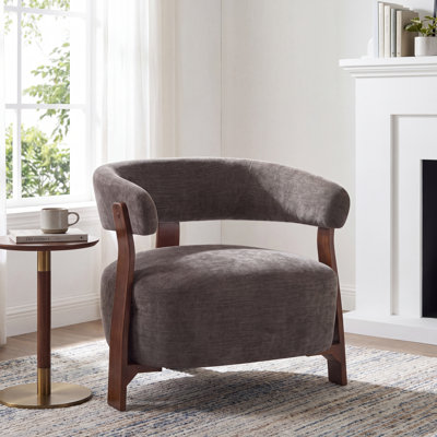 Fauteuil d'appoint rembourré Novea Japandi de style moderne du milieu du siècle
