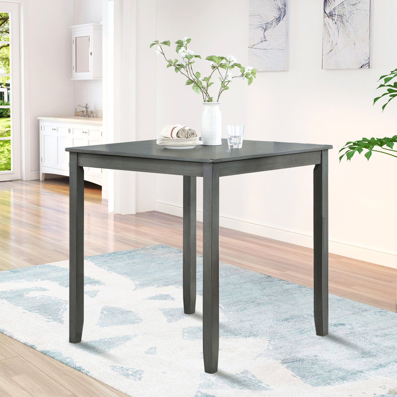 Table de salle à manger en bois carrée, table de cuisine pour petit espace, table de comptoir pour 4 personnes, gris, Only The Table