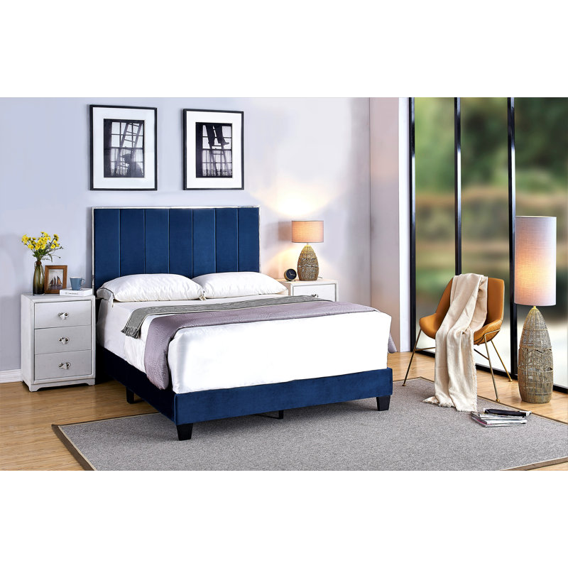Kolin Upholstered Standard Bed, Space Blue, Queen