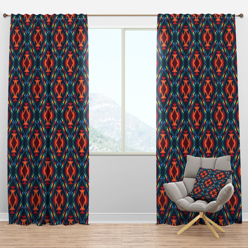 Panneau de rideau simple semi-diaphane avec passe-tringle Tribal, l 52 po x L 90 po