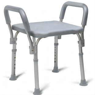 Chaise de bain et chaise de douche avec accoudoirs pour personnes âgées, robustes, siège réglable de 16 po à 21 po de hauteur, siège de 13,5 po, capacité de 350 lb