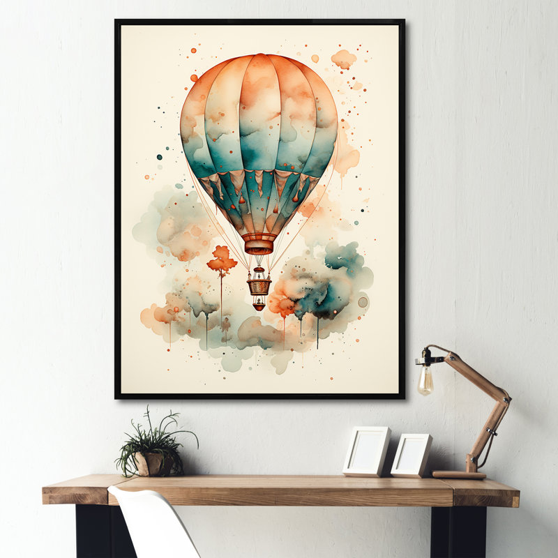 Charme classique en montgolfière III, H 44 po x l 34 po x P 1,5 po, Cadre flottant noir