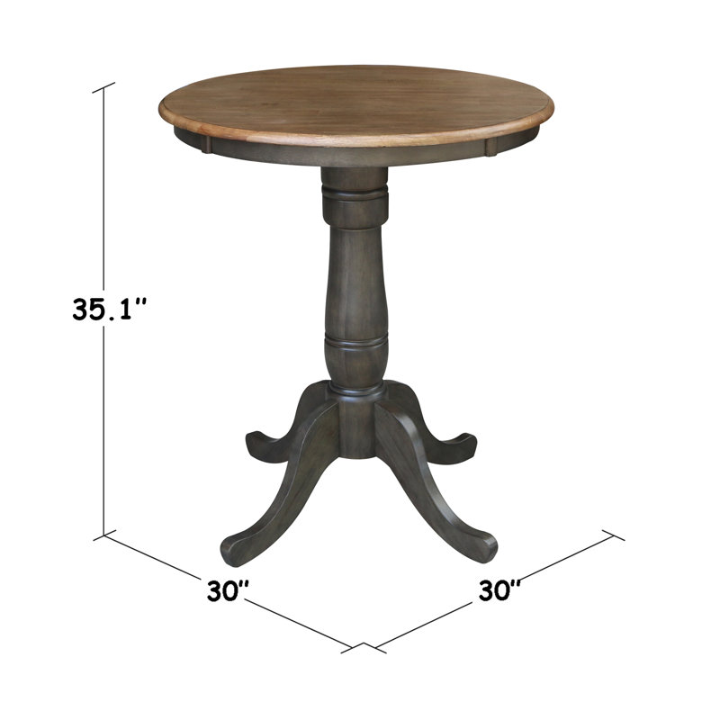 Ensemble de salle à manger à hauteur de comptoir en bois massif 3 pièces Drilon, H 35,1 po x L 30 po x l 30 po